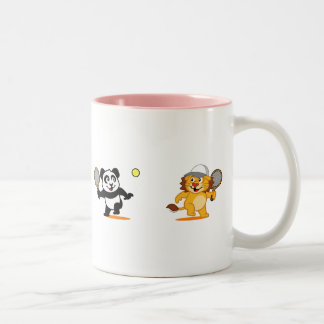Tennis Panda & Lion Two-Tone Coffee Mug