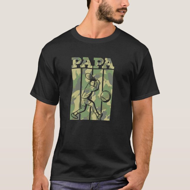 Tennis Papa 70s Retro Style Tennis Fathers Day T-Shirt (Front)