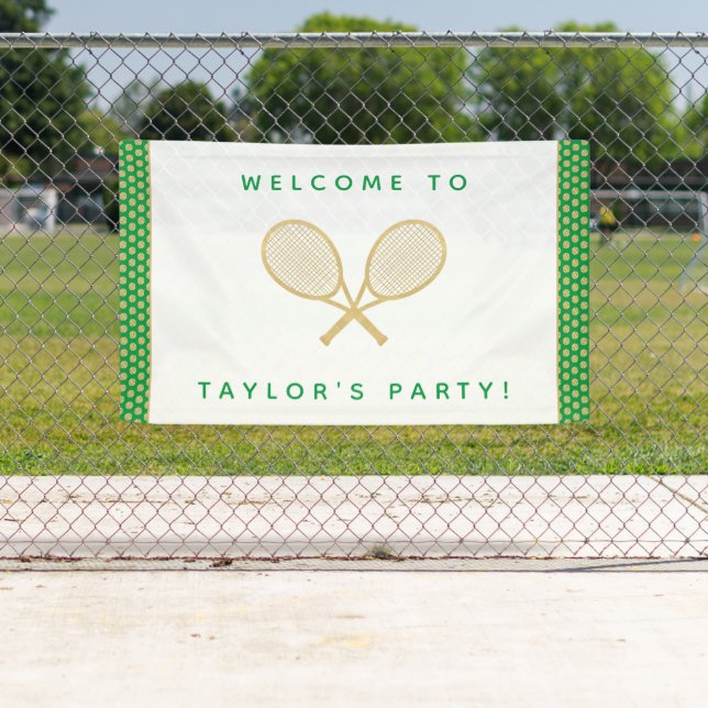 Tennis Party Chic Gold and Green Custom Banner (Insitu)