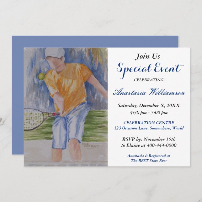 TENNIS PARTY EVENT INVITE (Front/Back)