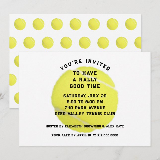 Tennis Party Invitation (Front/Back)