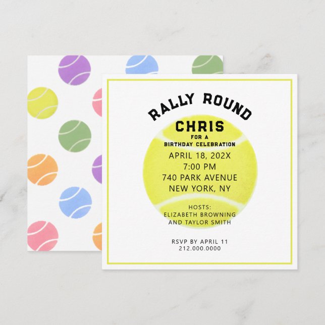 Tennis Party Invitation (Front/Back)