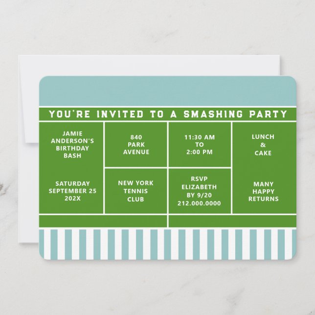 Tennis Party Invitation (Front)