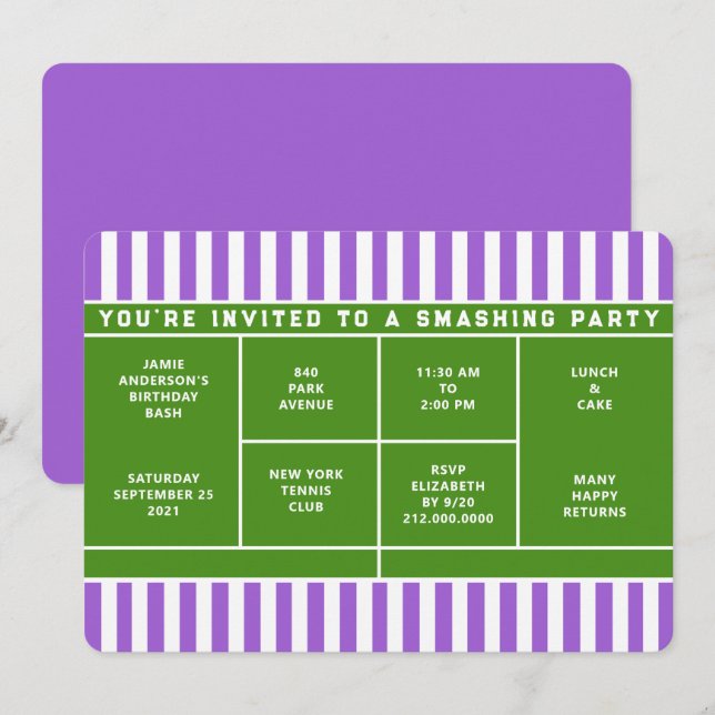 Tennis Party Invitation (Front/Back)