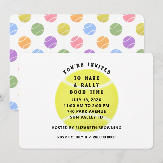 Tennis Party Invitation (Front/Back)