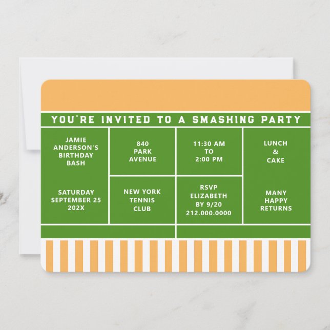 Tennis Party Invitation (Front)