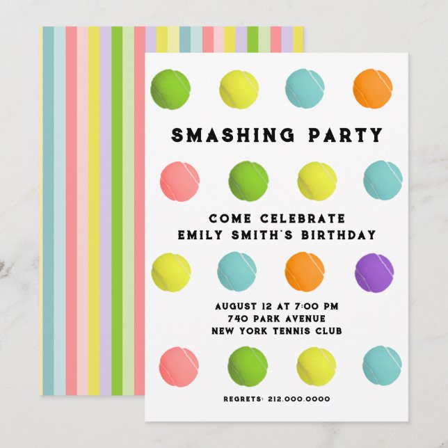Tennis Party Invitation (Front/Back)