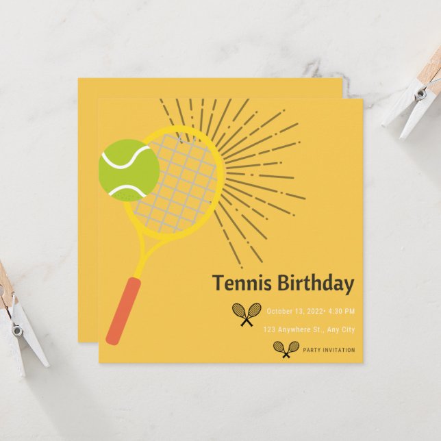 Tennis Party Invitation For Birthdays Or BBQ (Front/Back In Situ)