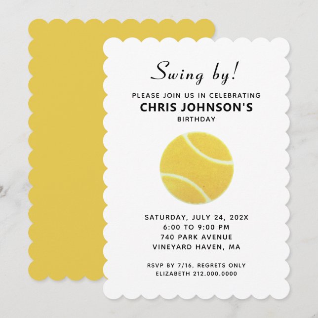 Tennis Party Invitations (Front/Back)