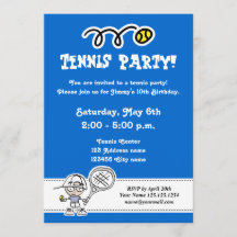 Tennis party invitations for boy's Birthday