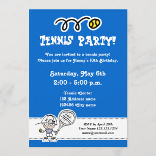 Tennis party invitations for boy's Birthday