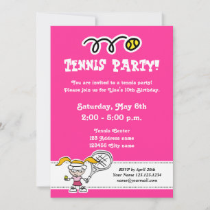 Tennis party invitations for girl's Birthday