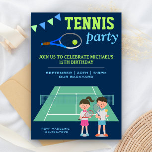Tennis Party Kids Sports Birthday Invitation