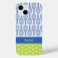 Tennis pattern custom name blue