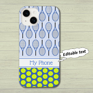 Tennis pattern custom name blue iPhone 14 case