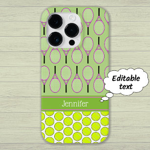 Tennis pattern custom name pink green Case-Mate iPhone 14 pro case