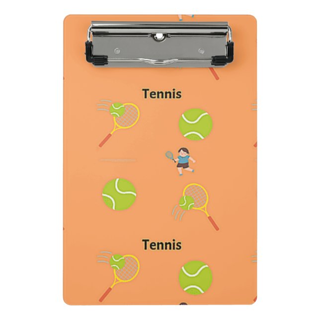Tennis pattern on brown mini clipboard (Front)