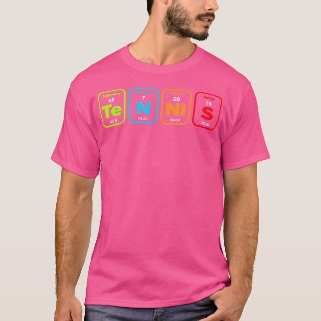 Tennis Periodic Table Element Funny Ball Sport Ten T-Shirt (Front)