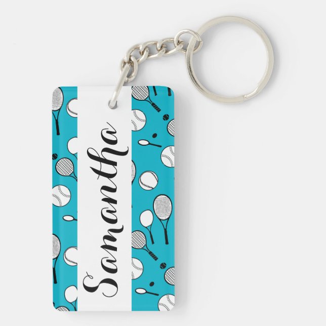 Tennis personalise name key ring (Back)