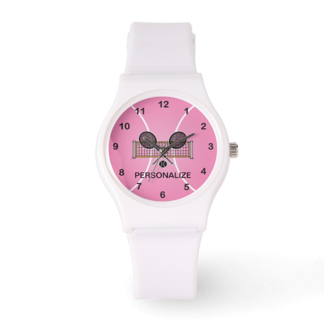 Tennis | Personalise  - Pink Watch (Front)
