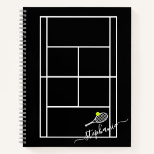 Tennis Personalised Elegant Script Custom Name Notebook