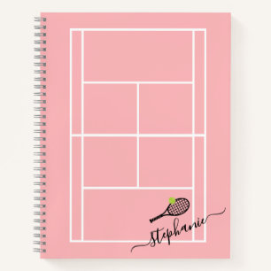 Tennis Personalised Girly Script Monogram Notebook