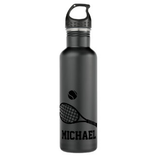 Tennis Personalised Name Black 710 Ml Water Bottle