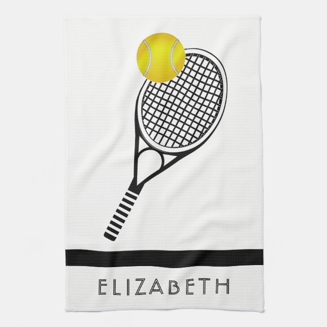 Tennis Personalised Name or Monogram Tea Towel (Vertical)