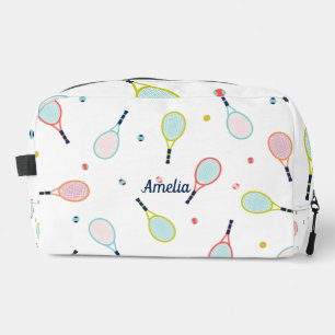 Tennis Personalised Name Pink Green Blue Custom Dopp Kit