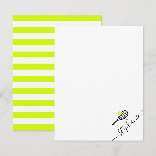 Tennis Personalised Name Script Monogram Card (Front/Back)