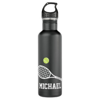 Tennis Personalised Name White Black 710 Ml Water Bottle