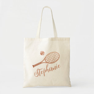 Tennis Personalised Script Name Copper Terracotta Tote Bag