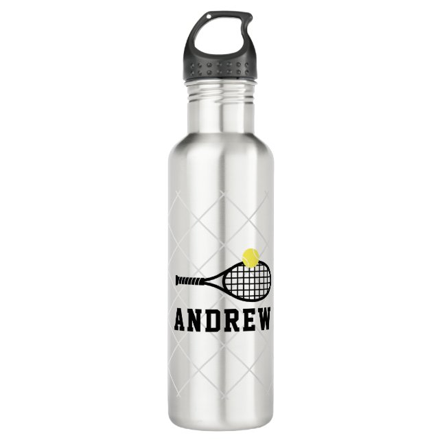 Tennis Personalised Silver Grey 710 Ml Water Bottle (Front)