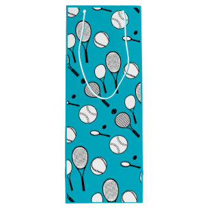 tennis pink black white wine gift bag