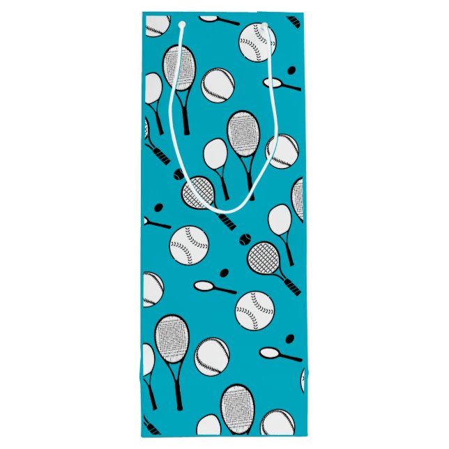 tennis pink black white wine gift bag (Back)