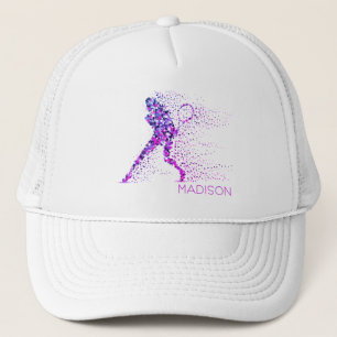Tennis Pink Pixels Personalised Name Trucker Hat
