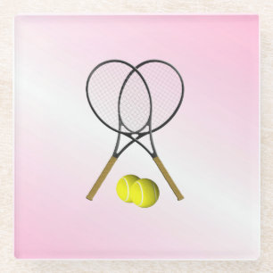 Tennis Pink Sports Glass Coaster