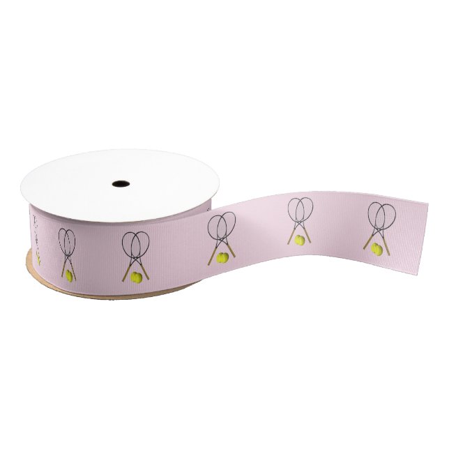 Tennis Pink Sports Grosgrain Ribbon (Spool)