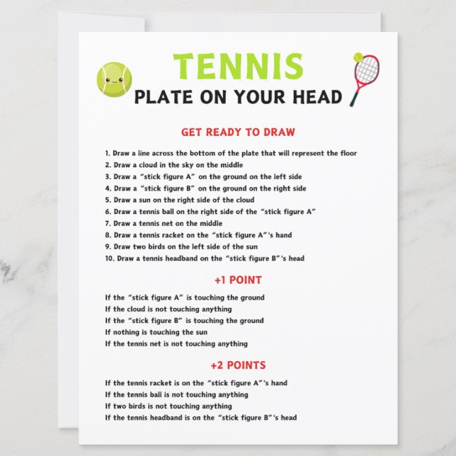 Tennis Plate On Your Head Game (Front)