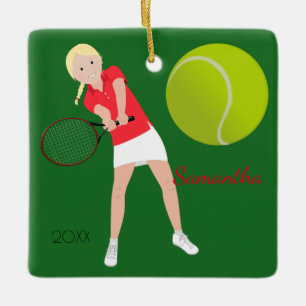 Tennis Player Blonde Keepsake Ornament