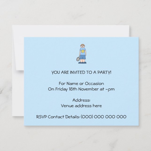 Tennis Player Boy. Invitation (Front)
