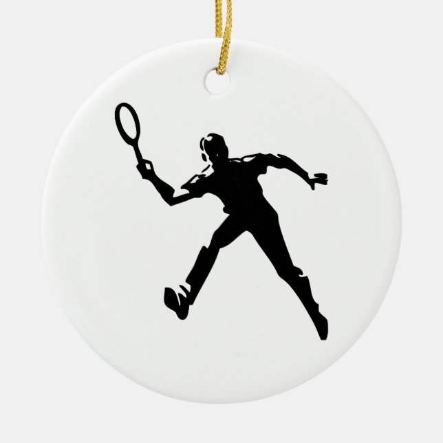 Tennis Player Ceramic Tree Decoration (Front)