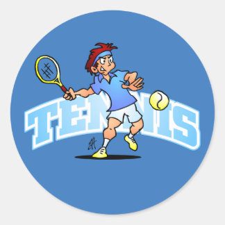 Tennis player classic round sticker