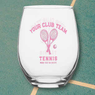 Tennis Player Club Team Name Personalised Pink Stemless Wine Glass