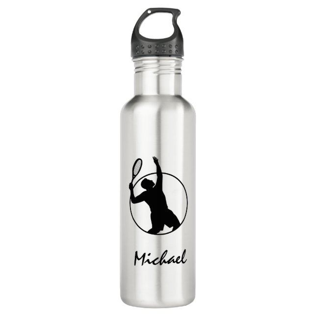 Tennis Player Coach Athlete Serving Personalised  710 Ml Water Bottle (Front)