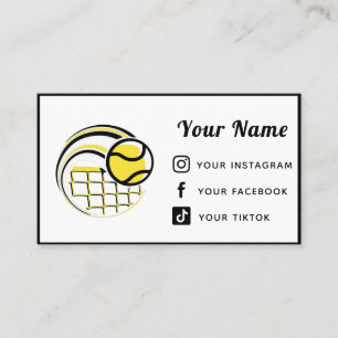 Tennis Player Coach Club Modern Social Media Sport Business Card