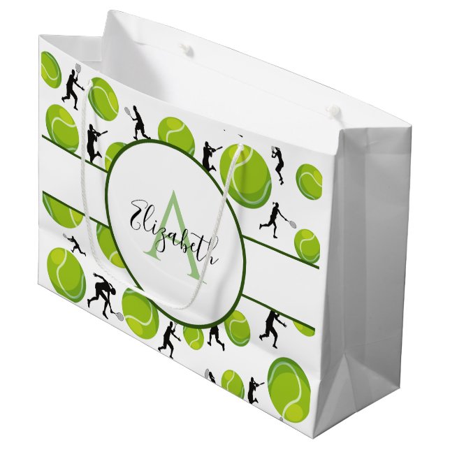 Tennis Player Coach Personalised Add Your Name  Large Gift Bag (Front Angled)