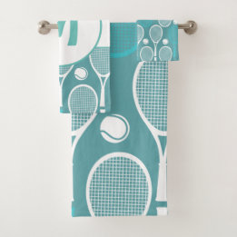 Tennis Player Coach Personalised Gift Monogram Fun Bath Towel Set