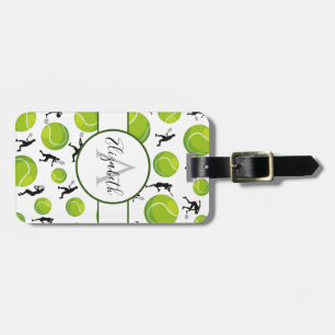 Tennis Player Coach Silhouette Name Personalised   Luggage Tag