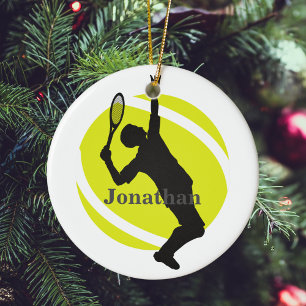 Tennis Player Coach Sport Game Athletic Gift Ball Ceramic Tree Decoration